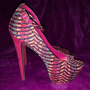 Wild Pair Multicolor Ankle Strap Heels